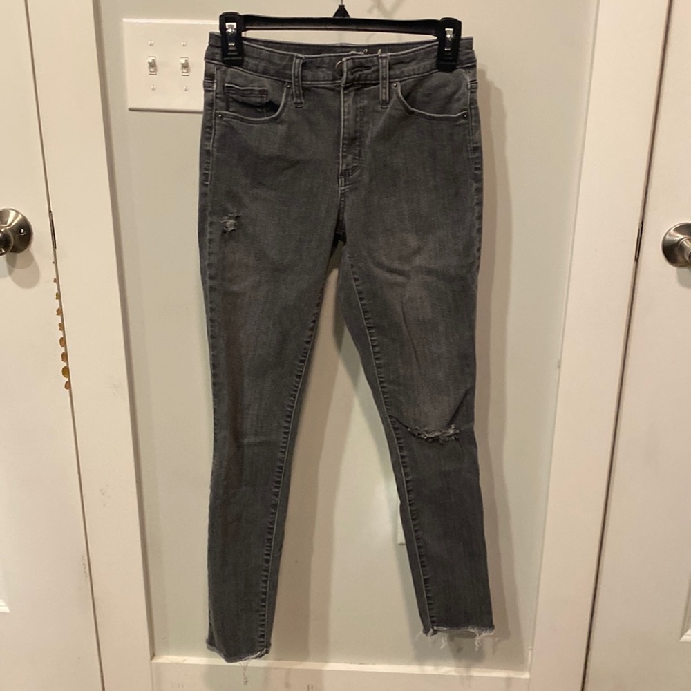 Gray distressed jeans